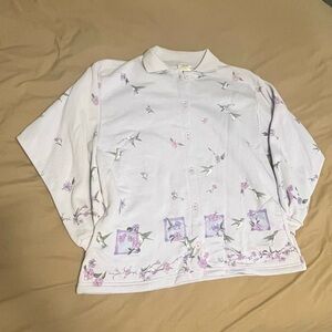 Floral White and Purple Women's Cardigan